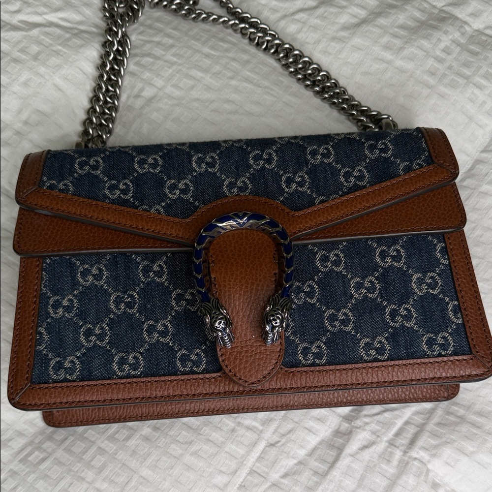 Gucci Blue and Brown Shoulder Bag